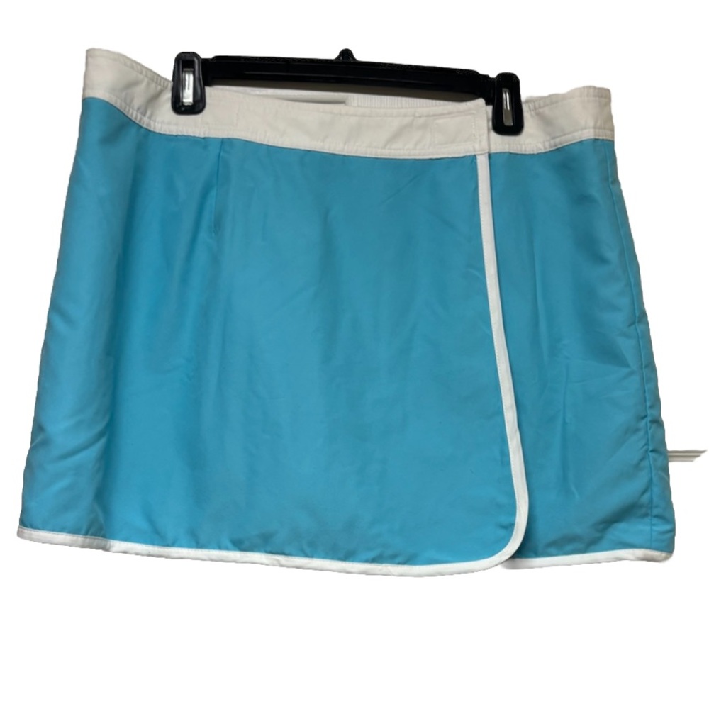 St. Johns Bay Women’s Wrap Skirt Two Way Wearability Blue/ Brown XL  Swim cover